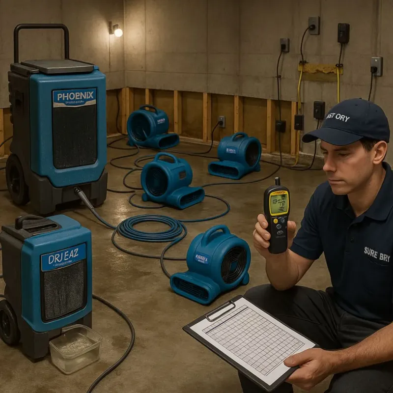Structural Drying and Dehumidification process in Mescal, AZ